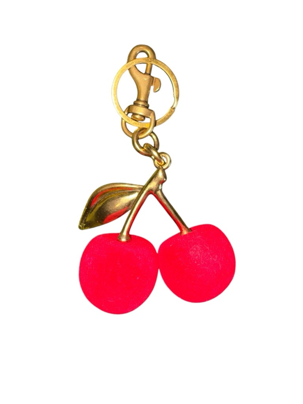 Gold Felt Cherry Keychain Charm